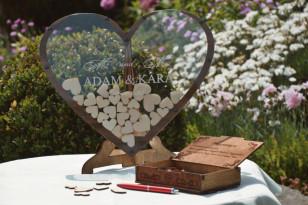 Wooden guest book, Modern wedding book, 3D guest book Wedding book in the shape of a heart